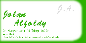 jolan alfoldy business card
